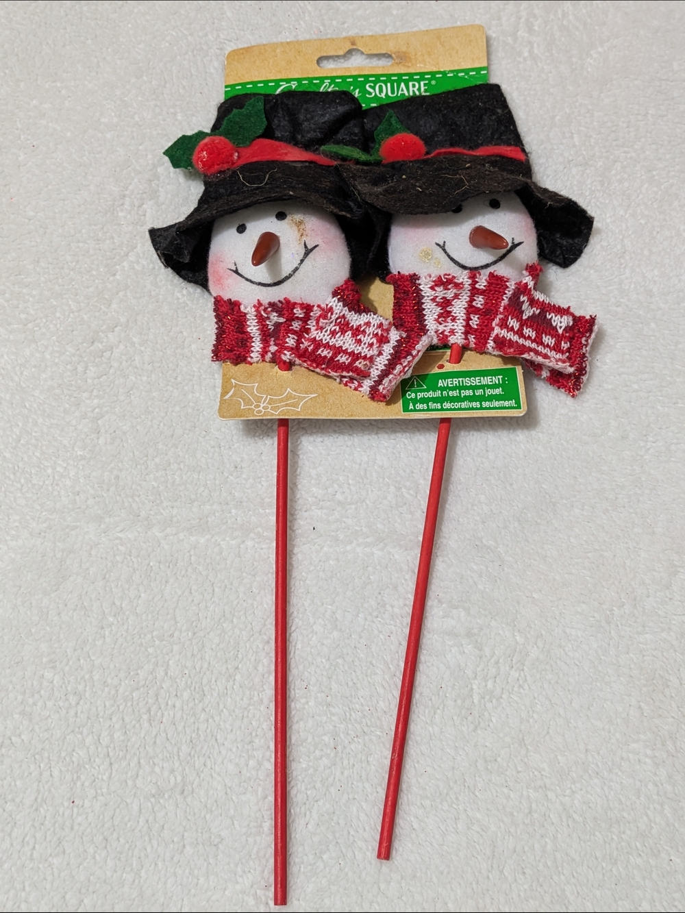 New Crafter's Square Snowman Floral Picks Garden Stakes 2-Pack Christmas DIY